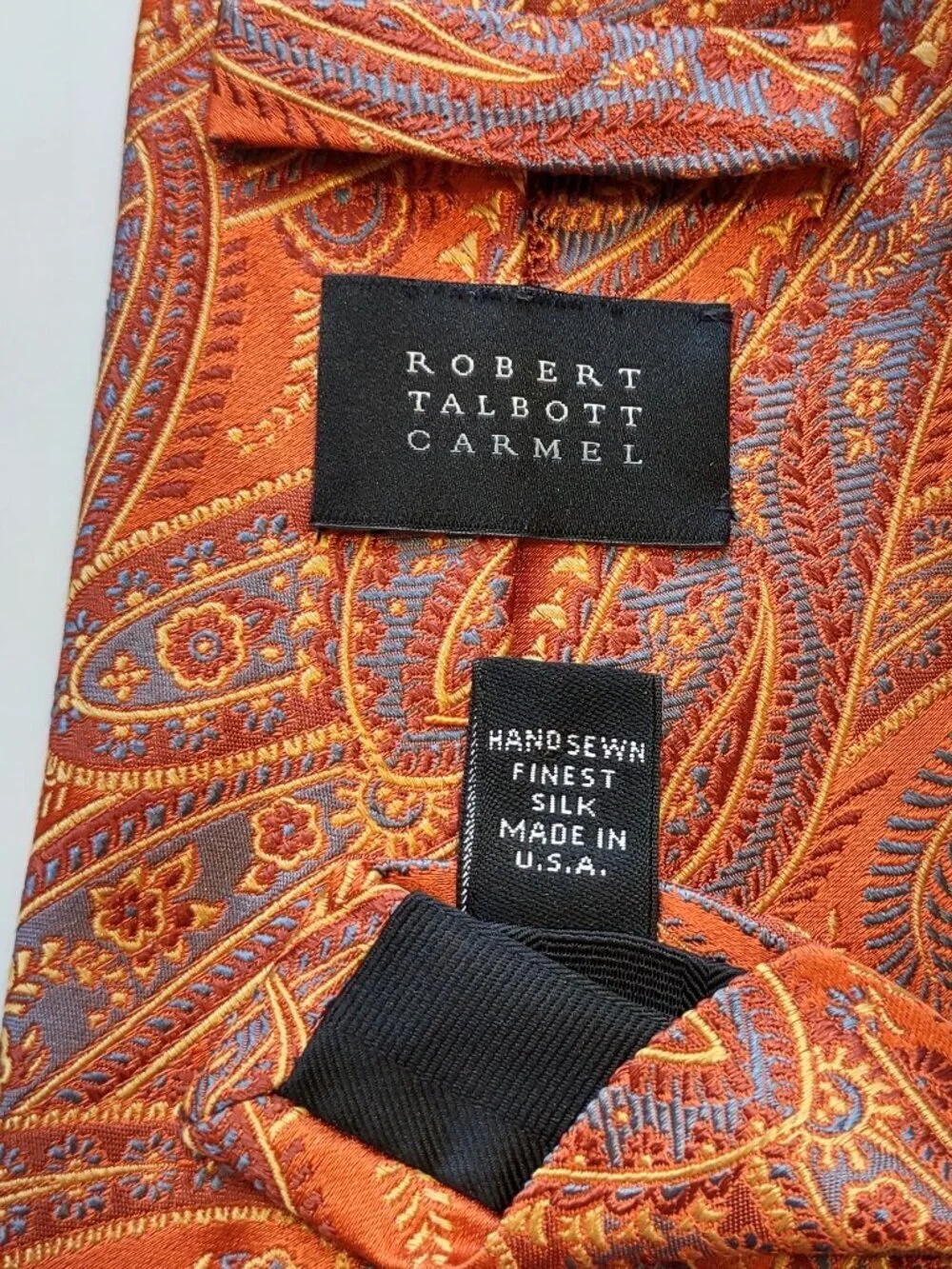 Vintage Robert Talbott Carmel Silk Neck Tie USA Made Paisley Jacquard  59